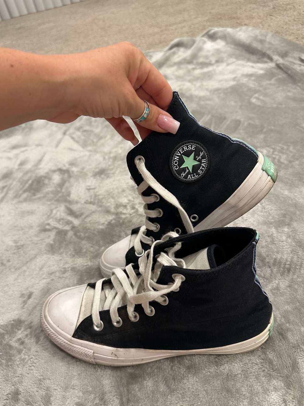 Converse Chuck Taylor All Star High Top Black Mint Aqua Sneakers